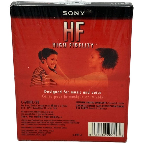 2 Sony HF60 Blank Cassette Tapes Type I 60 Minutes Hi-Fi Recording 2 Sealed New - Picture 2 of 2